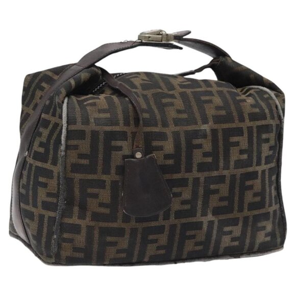FENDI Zucca Canvas Hand Bag Brown Black Auth bs24769 - Picture 1 of 16